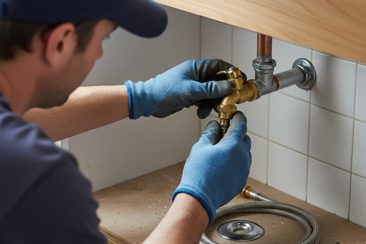 Shutoff valve and fitting work during Burst Pipe Repair in Bristow